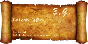 Balogh Györk névjegykártya